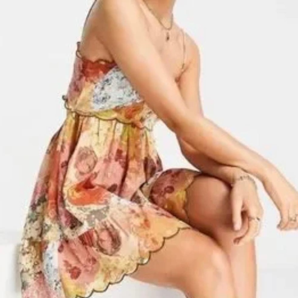 ASOS Scalloped Edge Floral Mini Dress